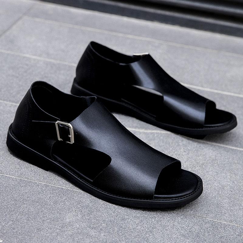 Fashion Summer Men's Sandals Non-Slip Man Casual Outdoor Sandals Genuine Leather Men Slip On Shoes Breathable Male Loafers Beach Flats