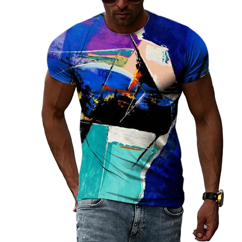 Индивидуальная футболка с 3D-принтом граффити для мужчин, одежда, летняя повседневная креативная трендовая футболка с круглым вырезом, большие футболки с короткими рукавами, топы, мужская одежда