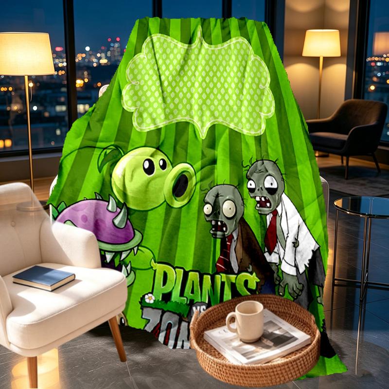 Plants vs. Zombies Print Blanket - Soft & Comfortable, for Bedroom, Travel, Sofa, Home Decoration - Birthday Christmas Gift for Friend