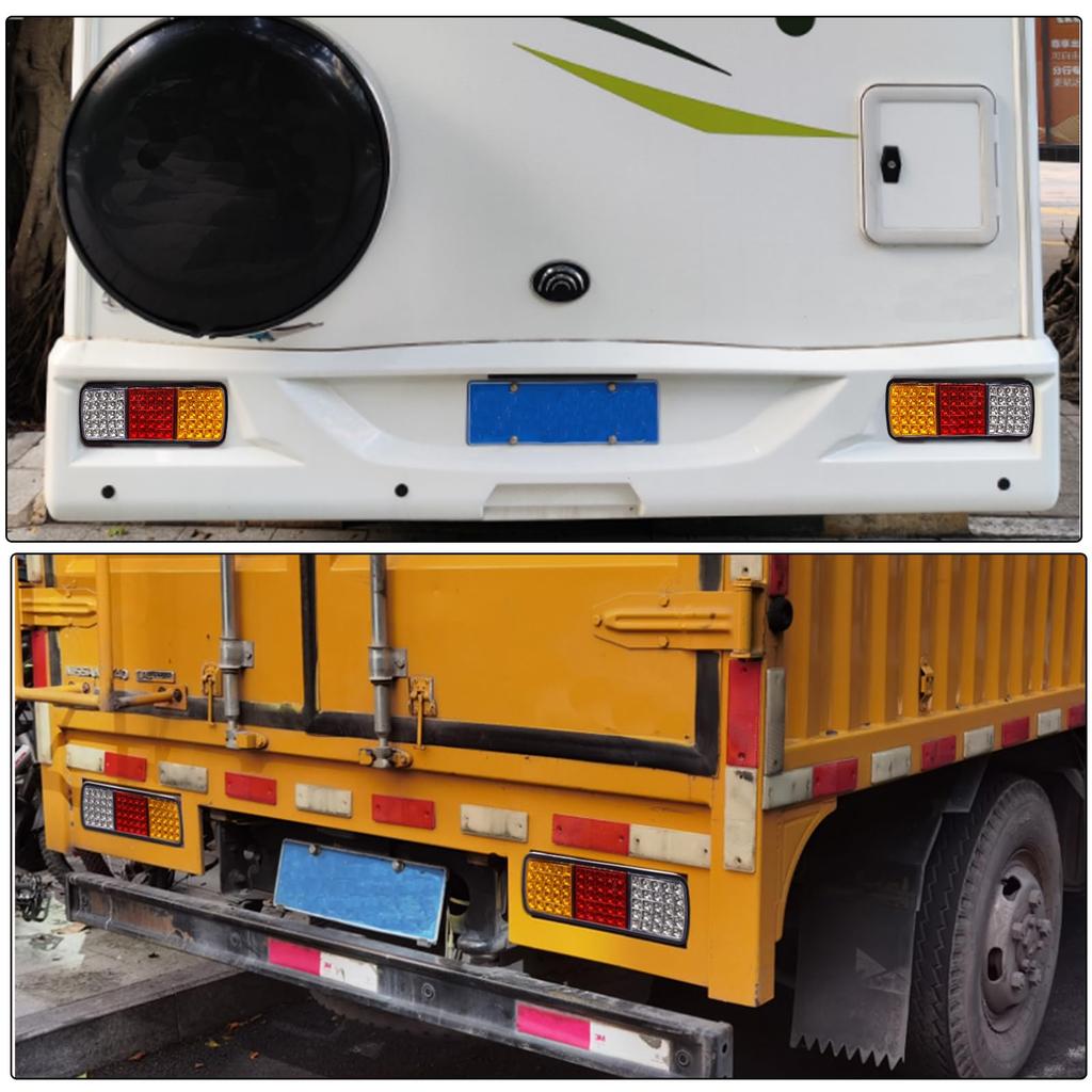 Tail Warning 12V Marker Turn Small Brake Square Set of 2 and X-STYLE Lights, Lights, 75-LED Lamps, Signals, Lights, Truck/Trailer, Universal, Shape,