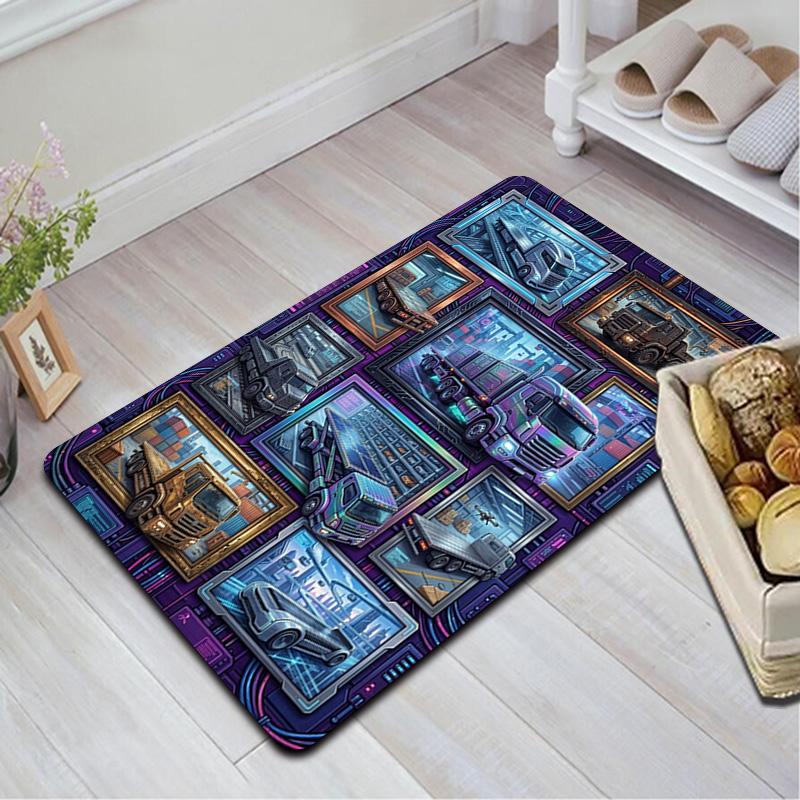 Future Truck Innovations Pattern Rug Floor Mat for Living Room or Bedroom Soft and Comfortable Carpet a Gift for Birthday and Holiday.