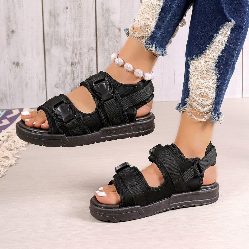 Женская обувь 2024 Горячая распродажа Босоножки женские летние римские простые однотонные уличные повседневные на плоской подошве удобные больших размеров