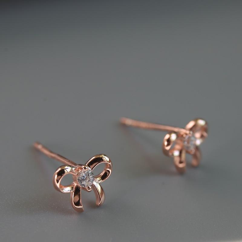 Sweet Bow Earrings Zircon Earrings  Small and Elegant  Simple Design  Girly Earrings