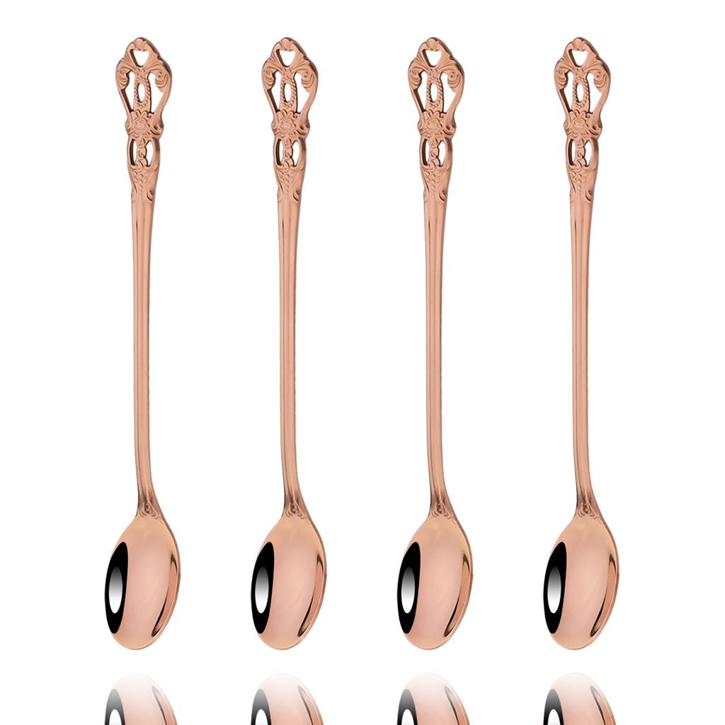 4Pcs Juice Coffee Stirring Cutlery Set Vintage Colorful Teaspoon Dinnerware Ice Cream Long Handle Scoop Tableware Kitchen Tools