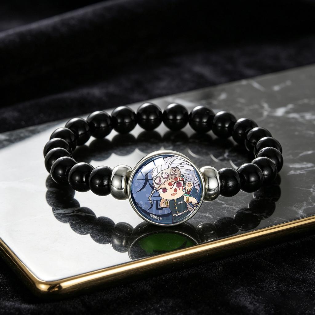 Demon Slayer Anime Bead Bracelet, Time Gem Fan Memorial Wristband Jewelry