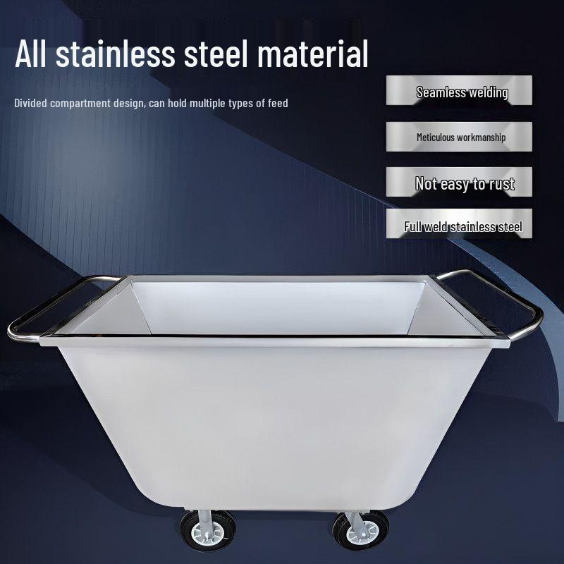 Stainless Steel Feed Cart: Leak-Proof Handcart for Pig and Chicken Feeding