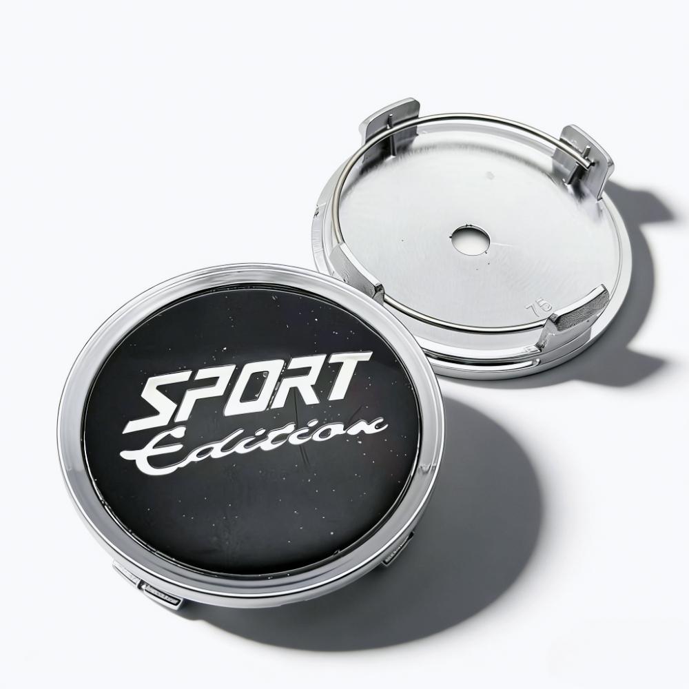 4pcs Black Silver Sport Edition Logo Badge Emblem Car Wheel Center Caps 75MM 70MM Wheels Hub Cap Rim Hubcaps Cover Accessories