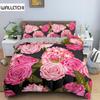 Пододеяльник с 3D-цветком розы, двуспальный, 210x210, комплект постельного белья, 2/3 шт., наволочка с застежкой-молнией, полиэстеровый чехол размера King Size