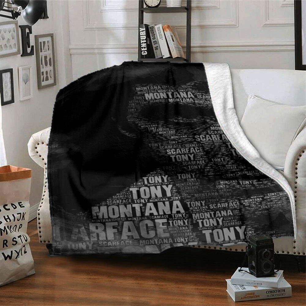 1pc Scarface-Inspired Flannel Blanket - Soft Cozy All-Season Throw for Bedroom, Sofa, Camping, Travel - Perfect Gift for Movie FansB28