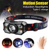 LED Induction Headlamp Motion Sensor Flashlight USB Charging Headlight 5 Gears 1200mAh for Outdoor Camping Running Night Fishing