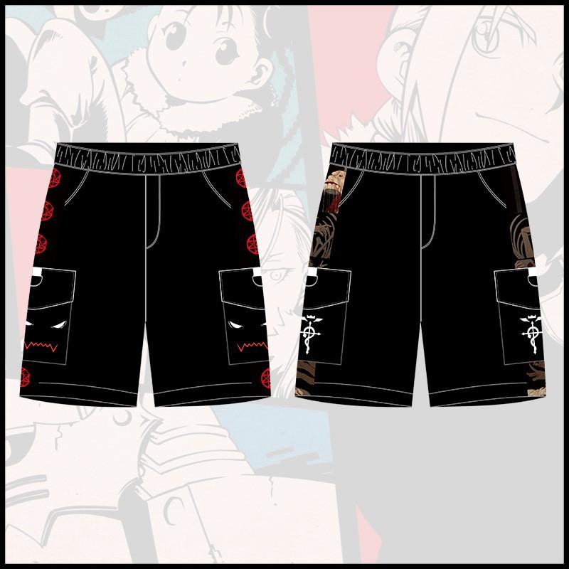 Boys Anime Graphic Shorts Casual Loose Fit Cotton Blend Cargo Pants Teens