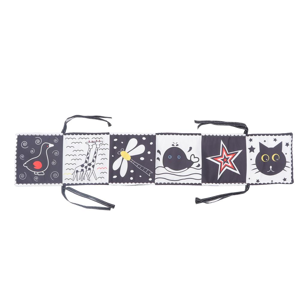 12 Pages Baby Cloth Book Double Sided Black and White Bed Surround Cloth Book for Early Education