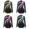 Figure Skating Dress Girls' Long Sleeve Rhinestone Open Back Mesh Practice Competition Ice Skating Dress