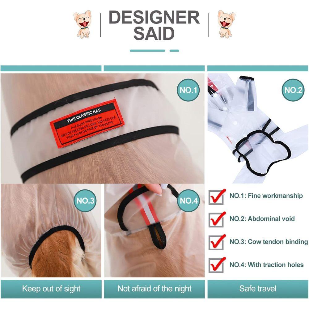 Прозрачный дождевик для собак, водонепроницаемый дождевик для собак, регулируемый светоотражающий легкий дождевик для домашних животных, для собак маленьких, средних и больших пород