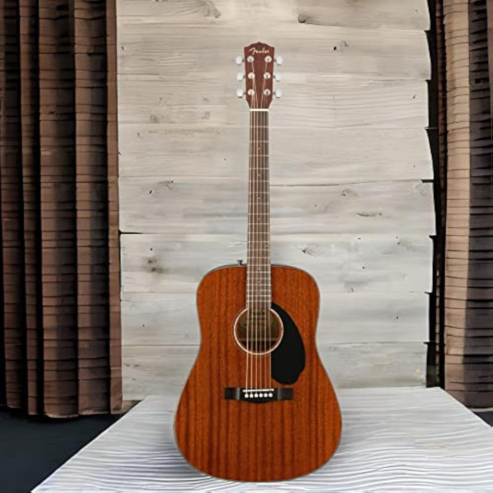Fender Акустическая гитара CD-60S Полностью Махагоновая, Натуральная, Дредноут из Махагони с Мягким Чехлом