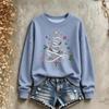 Women's Christmas Print Long Sleeve Crewneck Sweatshirt Casual Holiday Pullover Top