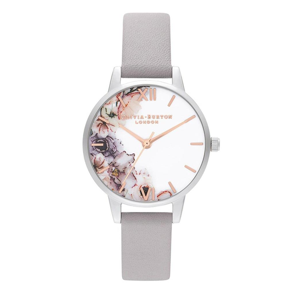 Authorized Distributor Olivia Burton Watch Water Color Floral Midi Gray Silver Rose Gold 3D Bee Chain Bracelet Silver Rose Gold Women's & & &