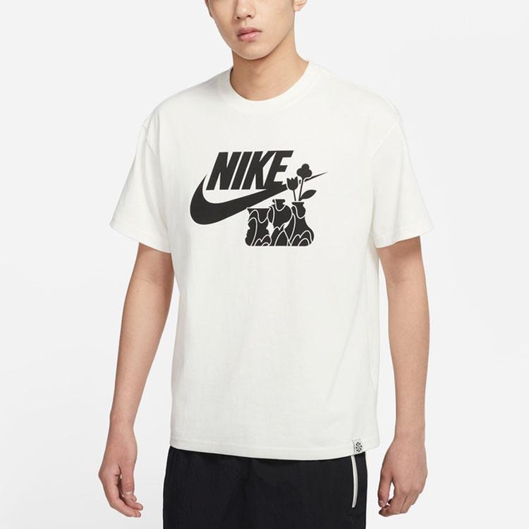Nike T Shirts Men's White Crew Neck Moderate Straight Fit DQ1009-133