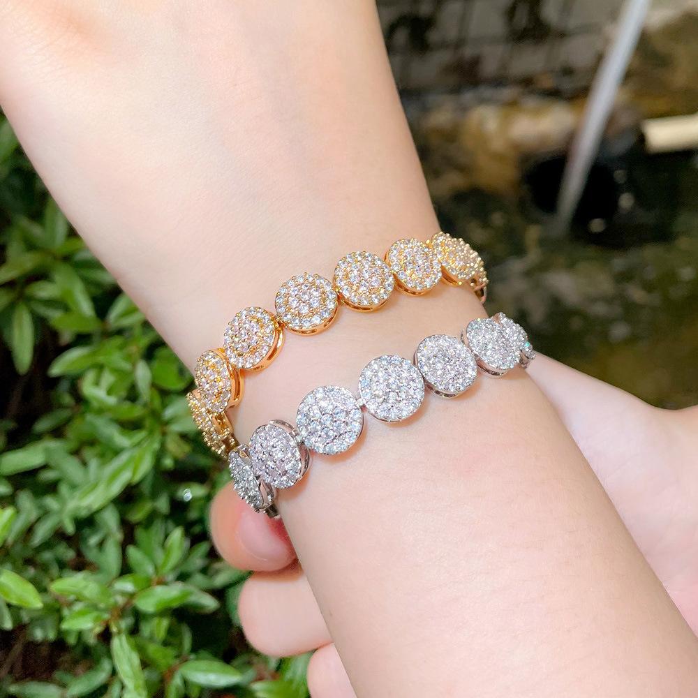 Браслет из круглого циркония с полным бриллиантом, изысканное ювелирное изделие, регулируемый с удлиненной застежкой, свадебное украшение