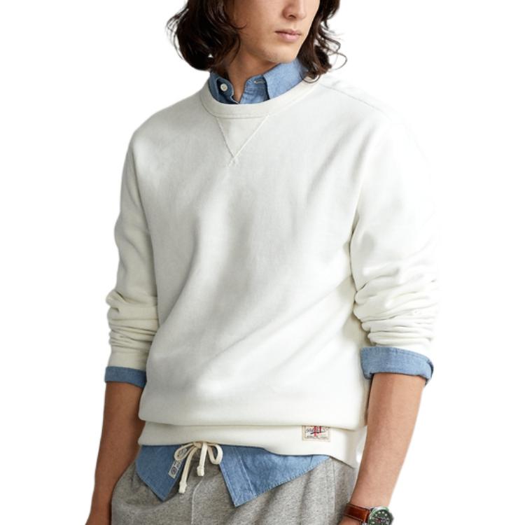 Polo Ralph Lauren Solid Color Crew Neck Pullover Long Sleeve Sweatshirt Men Sweatshirt White MNPOKNI16821627