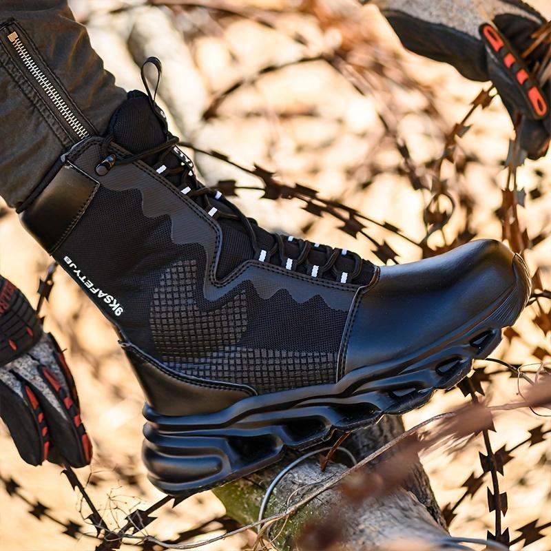 Высокие рабочие защитные ботинки, мужская рабочая обувь со стальным носком и пыленепроницаемая защитная обувь для языка, мужская обувь с защитой от проколов