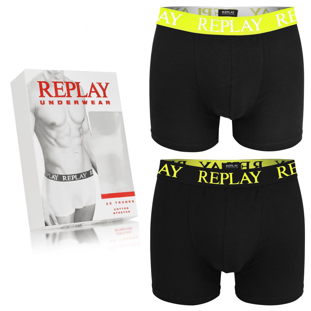 Replay Черный Неон Мужские Боксеры Логотип Набор 2 Штуки