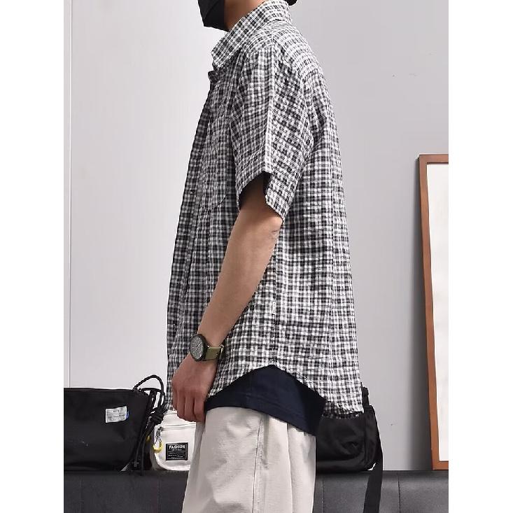 Летняя новая клетчатая рубашка мужская рубашка в стиле ретро с коротким рукавом в американском стиле японская рубашка куртка