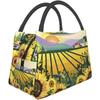 Портативная изолированная сумка для обеда Sunflower Garden, водонепроницаемая сумка Bento для офиса, школы, походов, пляжа, пикника, рыбалки