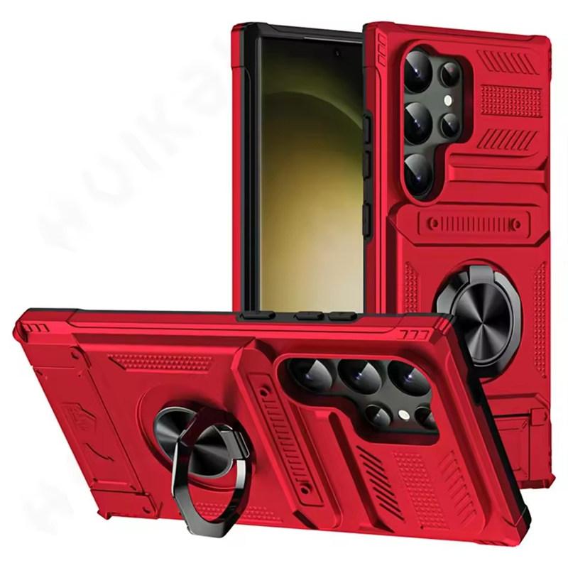 Чехол для Samsung Galaxy S25 S24 S23 Ultra Plus FE A55 A35 A15 A14 с магнитным поворотным кольцом и подставкой, прочный защитный чехол-кошелек