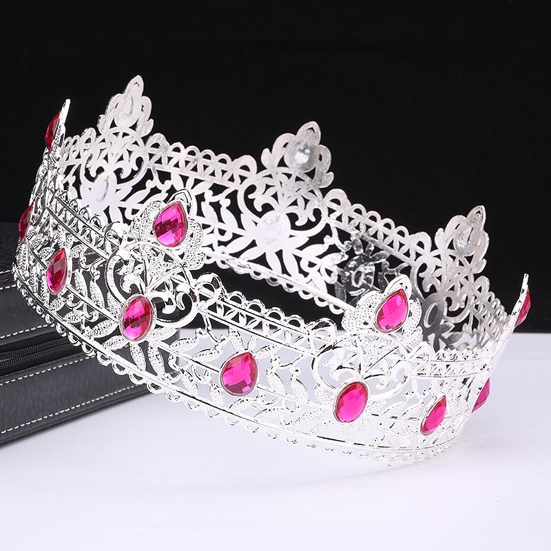 Men's Crown Simple Multi Color Round King Crown Baroque Bride Retro Alloy Hair Crown Headdress
