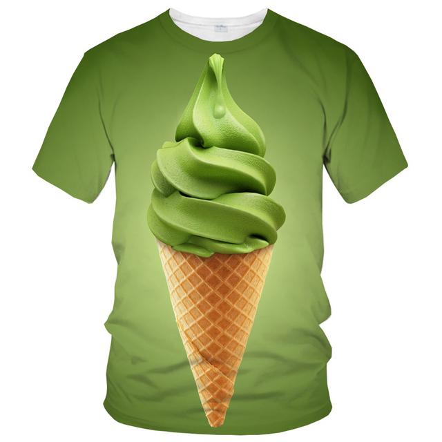 Футболки Summer Interest Ice Cream с графическим принтом для мужчин, повседневные, с 3D-принтом, крутые футболки, хип-хоп, харадзюку, с круглым вырезом, уличные топы