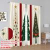 2pcs,2D Plane Printing Print Curtains Christmas Trees Festive Collection (3) Durable 100% Polyester Fabric (without Rod)