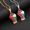 Stainless Steel Palestinian Map Pendant Necklace Ethnic Style Couple's Trendy Titanium Steel Accessory