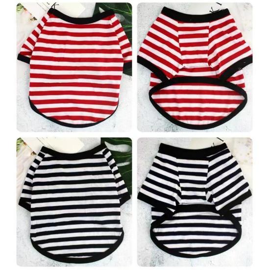 Dogs Striped T-Shirt Pet Round Neck Tee Shirt Short Sleeve Casual Pullover Puppy Apparel for Small Medium Dogs