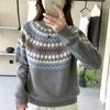 Женский джемпер Fair Isle со круглым вырезом, 100% шерсть - Ретро жаккардовый трикотаж для осени/зимы