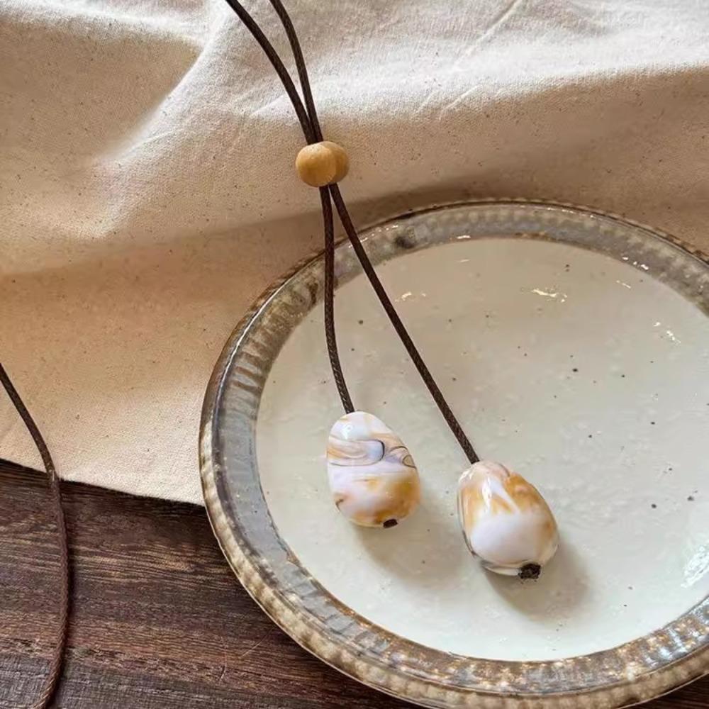 Adjustable Long Oval Necklace Resin Sweater Chain Trendy Clavicle Chain  Gift