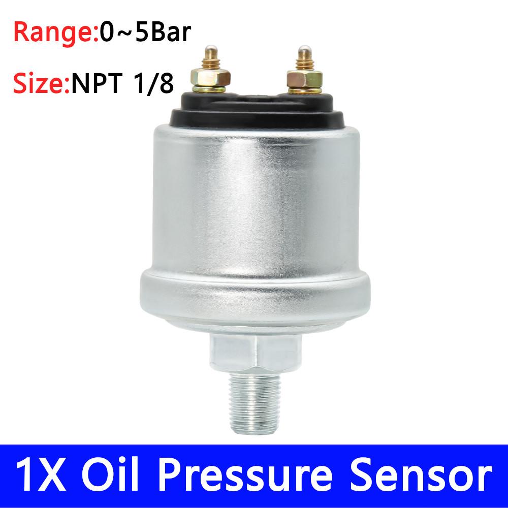 HD 1Pc Mechanical Oil Pressure Sensors NPT1/8 M10X1 Sensor Thread For 0-5 Bar 0-10 Bar 52mm Oil Pressure Gauge Sensors 9-32V