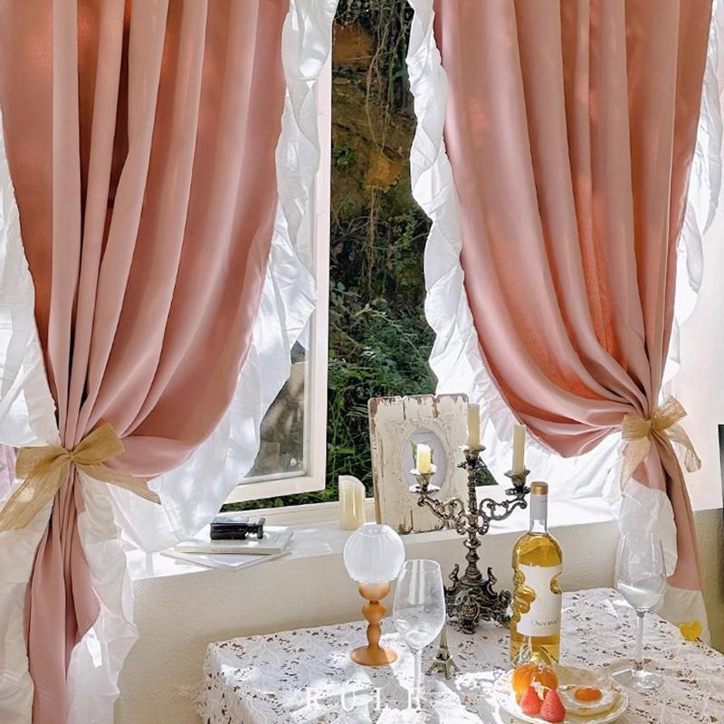 100% Светонепроницаемая штора Винтажное кружево Оконные шторы Спальня Французское окно Жалюзи Рулонные шторы Гостиная Конфиденциальность Затеняющая ткань