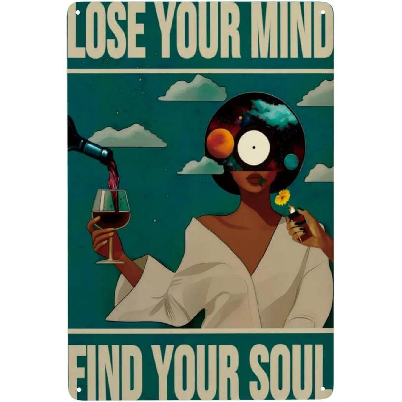 Syiomlis Vintage Lose Your Mind Find Your Soul Poster Mental Health Canvas Wall Art,Abstract Aesthetic Music Girl Print Painting Office Bedroom Wall