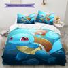 Squirtle Cartoon Pattern Bedding Home Decoration Birthday Gift (1 * duvet cover + 2 * pillowcase, without core)