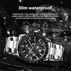 Роскошные военные часы для мужчин, спортивные кварцевые наручные часы для мужчин, водонепроницаемые светящиеся часы с хронографом из нержавеющей стали для мужчин