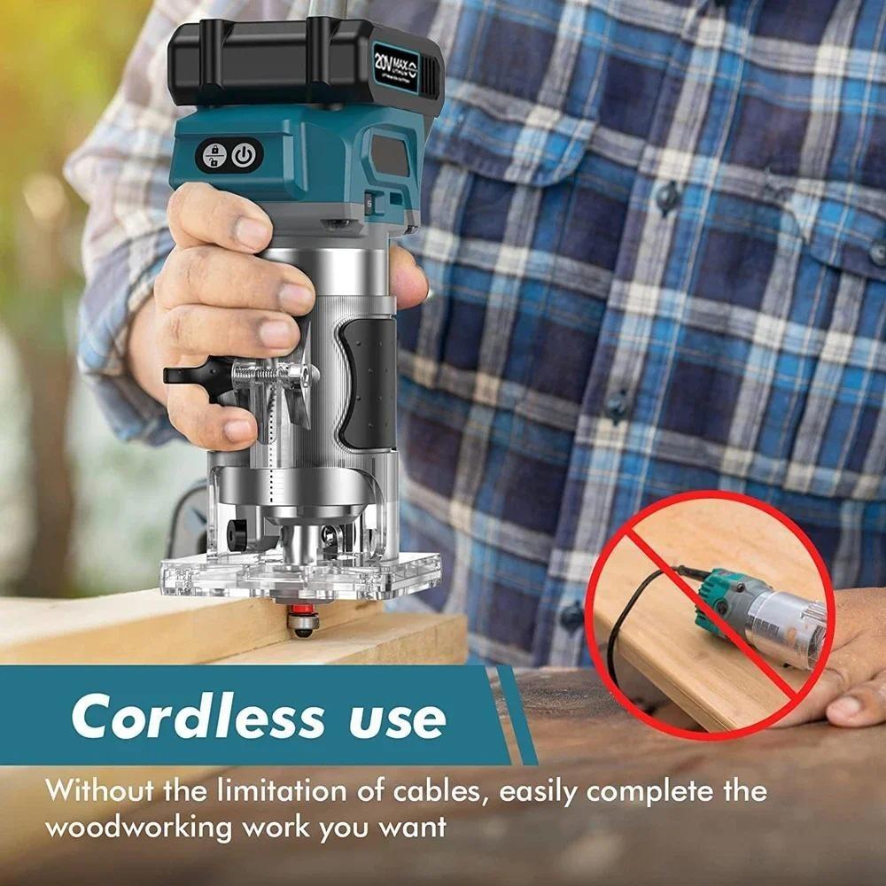 3300rpm Brushless Electric Handheld Trimmer Cordless Portable Wood Router Woodworking Engraving Slotting Machine