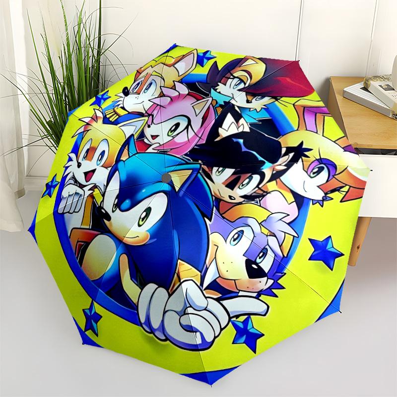1pc Sonic the Hedgehog Auto Open/close Umbrella, Portable Travel Umbrella, Everyday Use - Outdoor Accessory, Artistic Pattern, Compact Design, Fashion