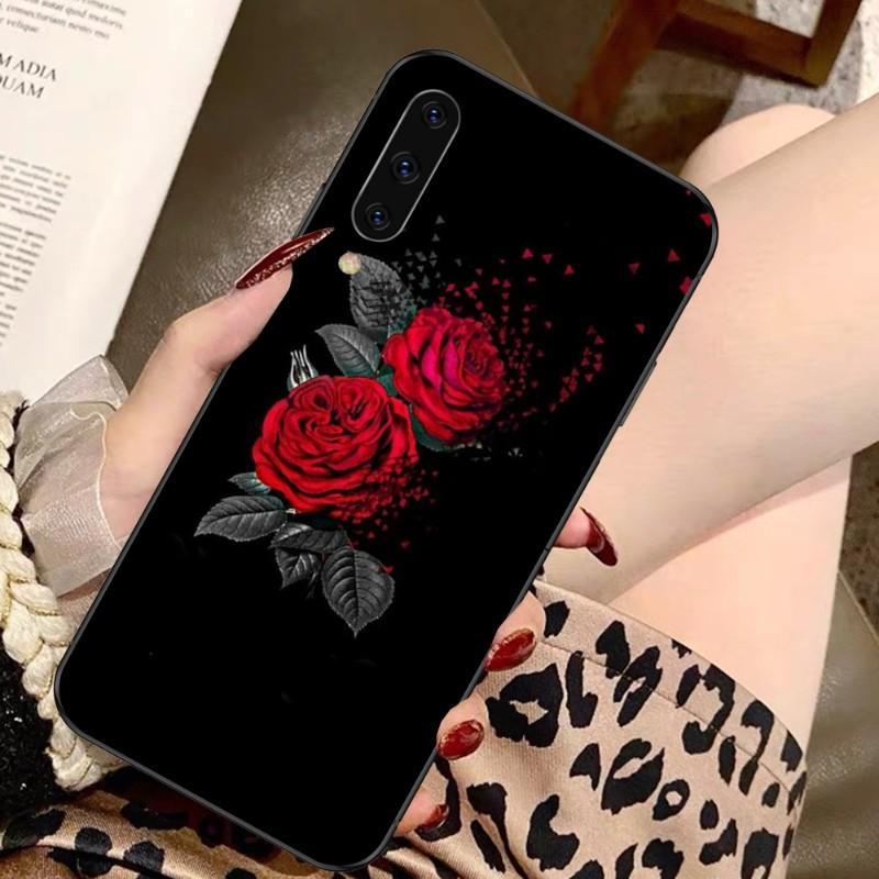 Чехол для телефона с цветком красной розы для Samsung A91 A81 A73 A72 A71 A30S A20 A12 A13 A52 A53 4G 5G, мягкий черный чехол для телефона