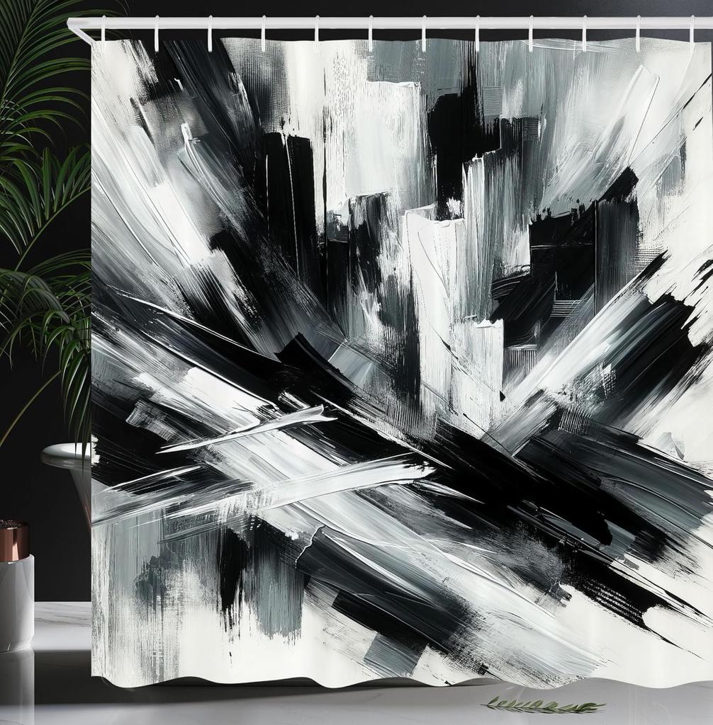 Черно-белая шторка для душа туманные высокие деревья лесной массив природный ландшафт ткань украшение для ванной шторка для душа с крючком