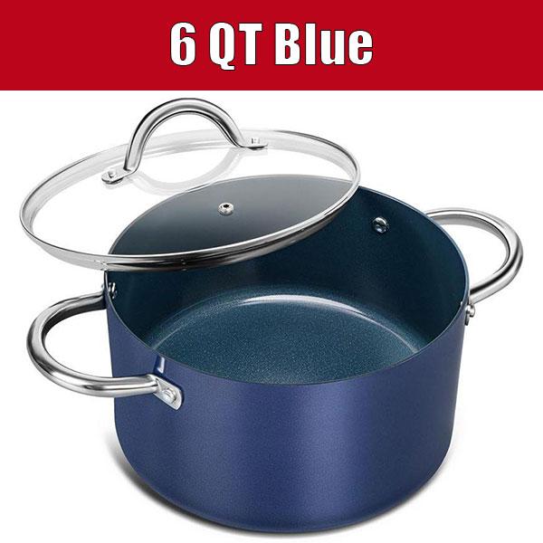 6 QT Large Soup Cooking Pot Stew Pot with Lid Ceramic Coating Nonstick Stock Pot Pasta Pot Casserole Pot Induction Compatible