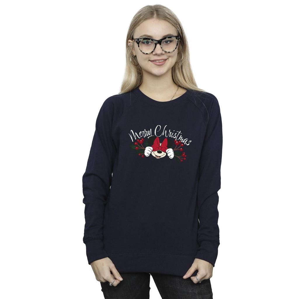 Disney Womens/Ladies Minnie Mouse Christmas Holly Sweatshirt