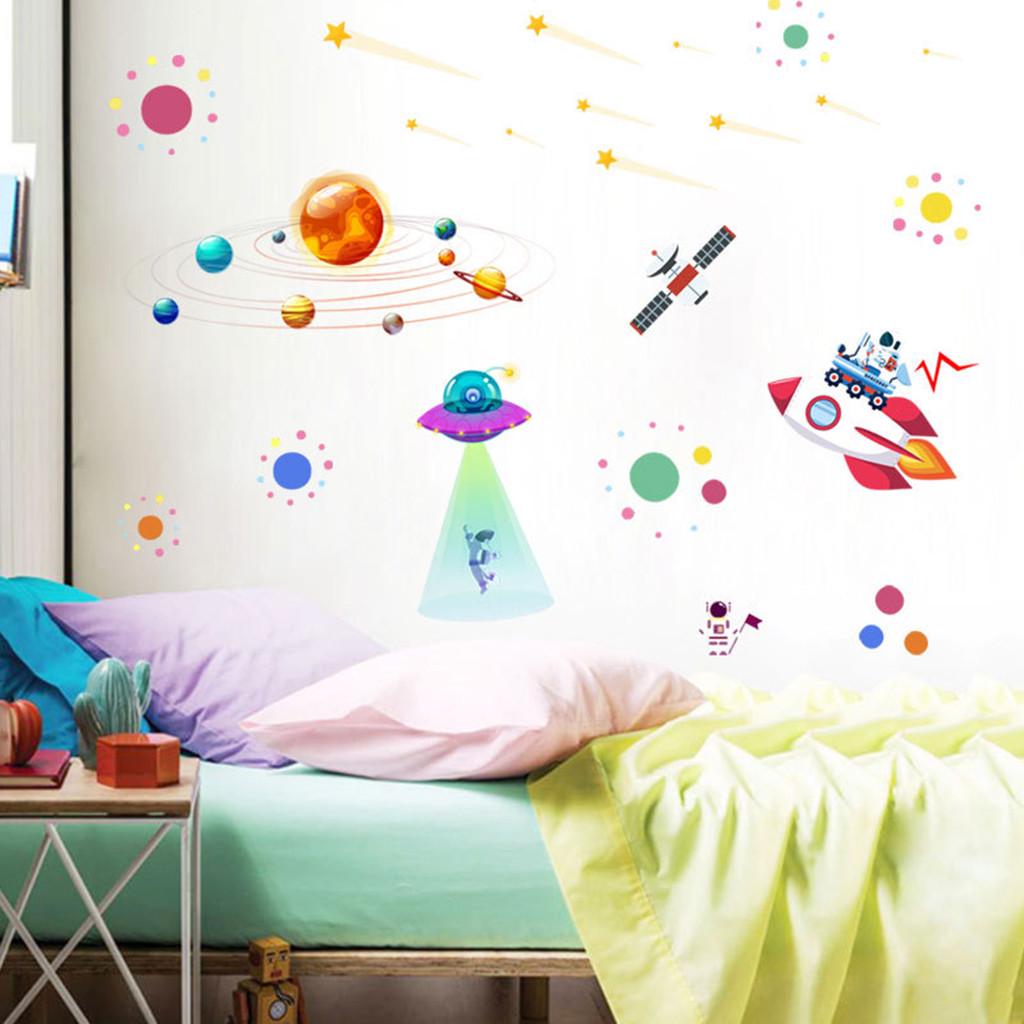 Cartoon Solar System Astronaut Wall Sticker Kindergarten Decorative Wall Sticker