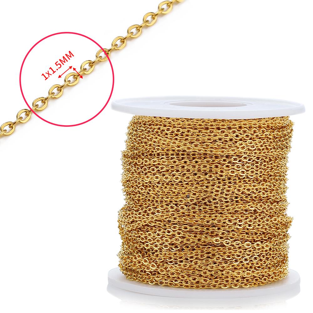 10 Meters 2 Meters Gold Color Stainless Steel Necklace Chains For Jewelry Making Findings DIY Necklace Chains Materials Supplies