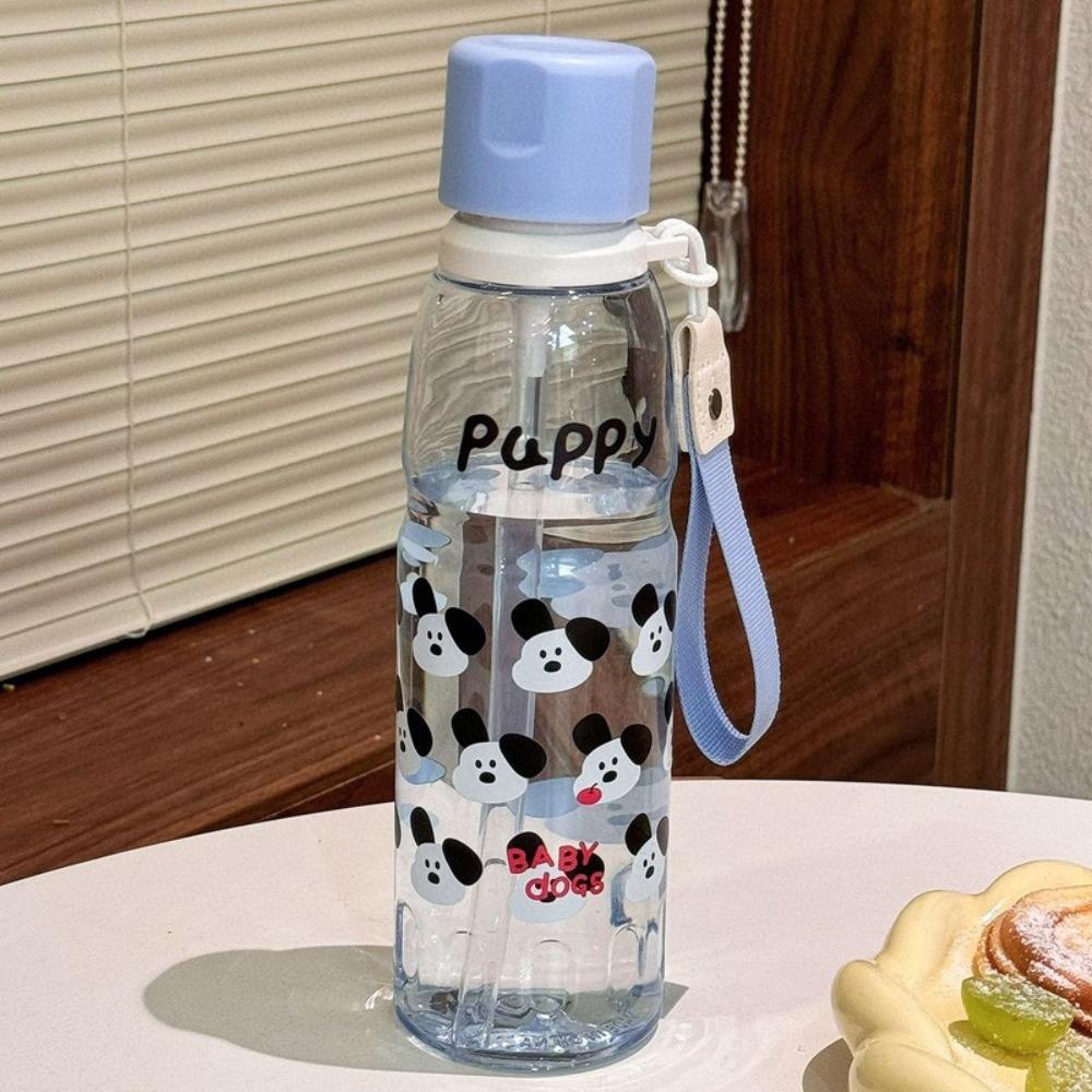 Plastic Portable Water Bottle Cartoon Sports Fitness Cup Drinking Cup  For Travel Summer Outdoor